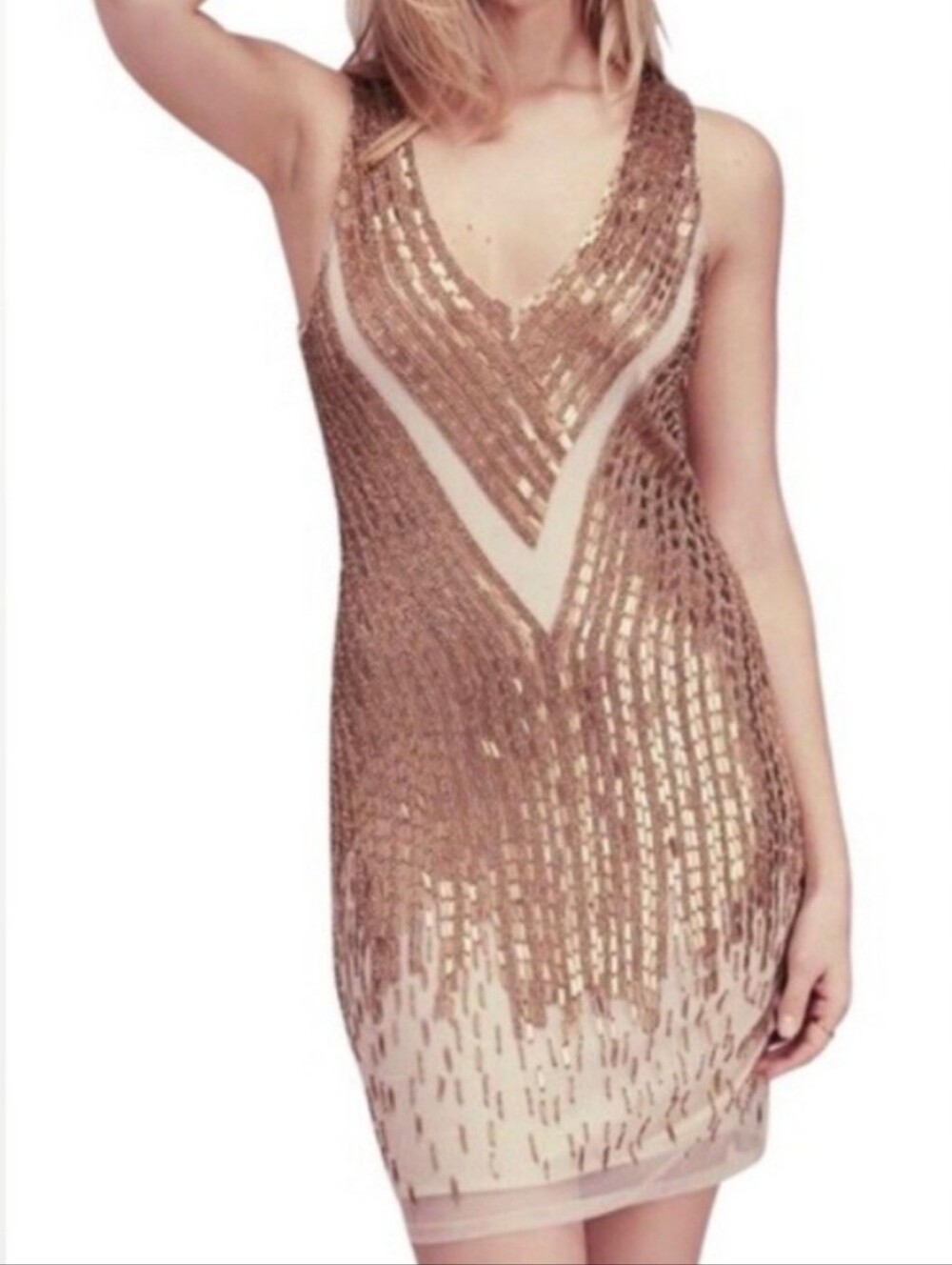 Free People x MLV "Too Late To‎ Say Sorry" Beaded Sequin Mini Dress, Size S - Picture 8 of 8